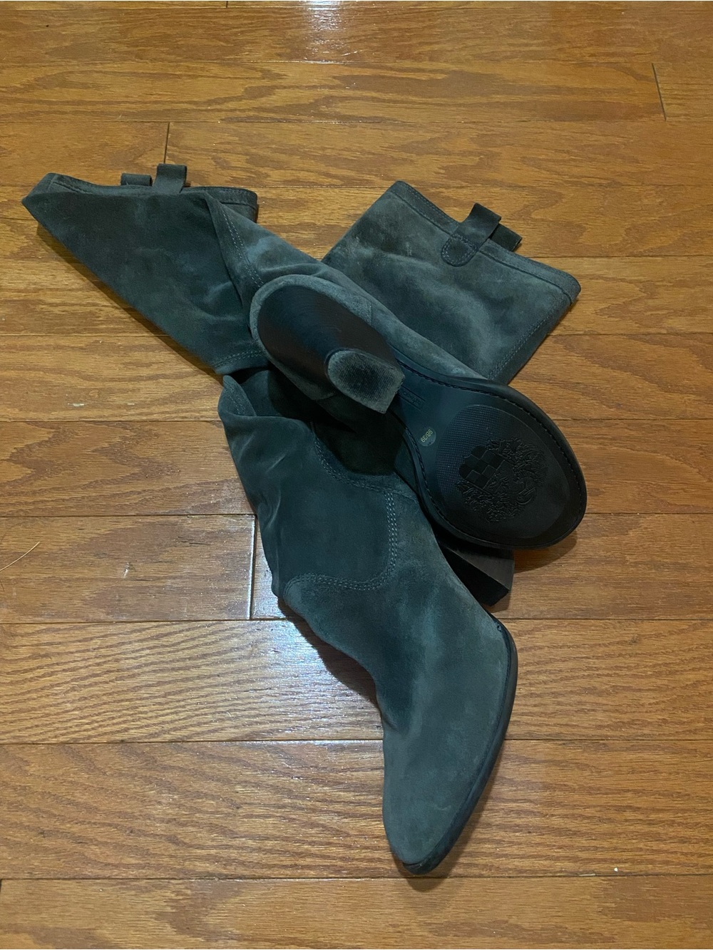 Vince Camuto Tall Suede Block Heel Boots in Dark Grey - Picture 3 of 7